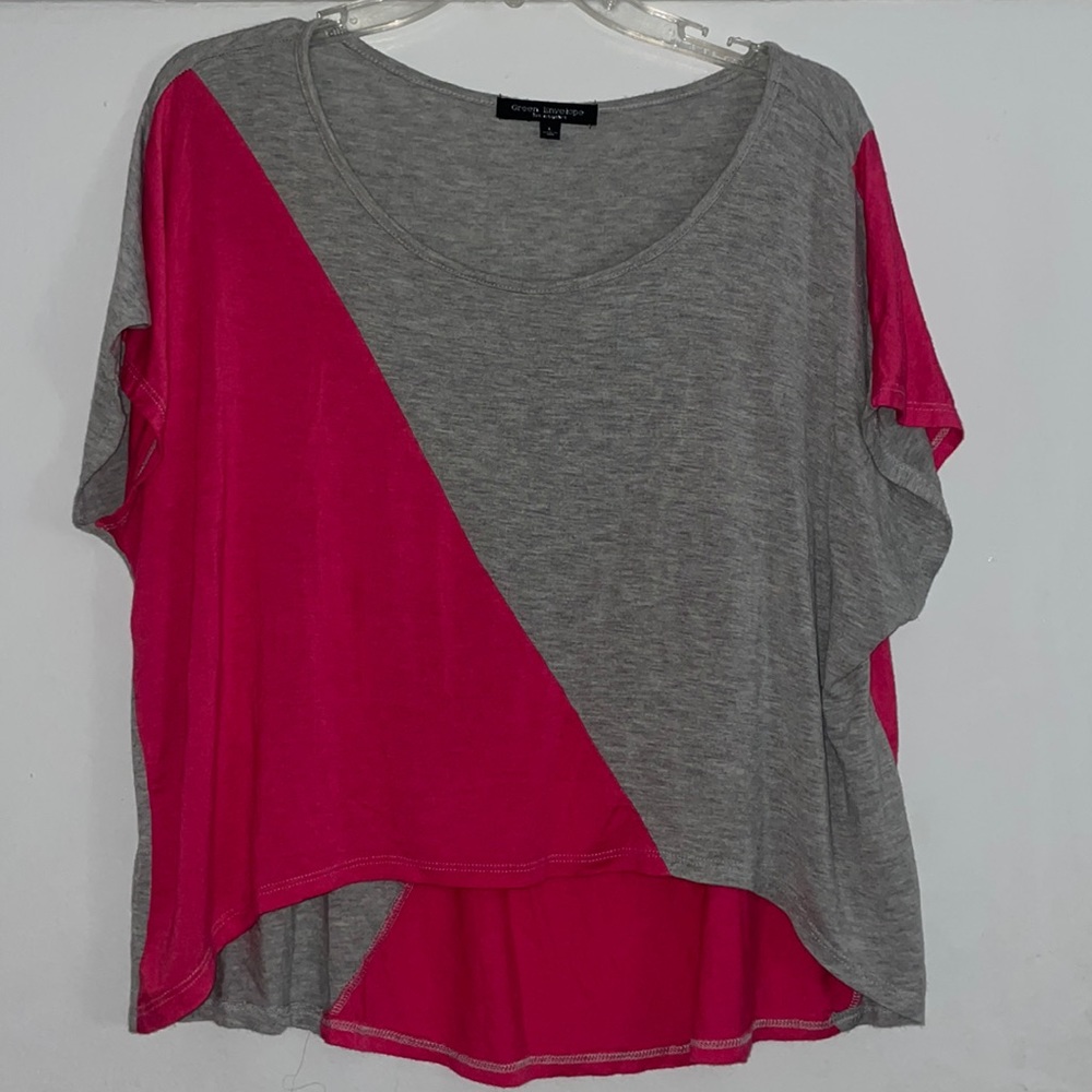 Pink & Grey block crop top